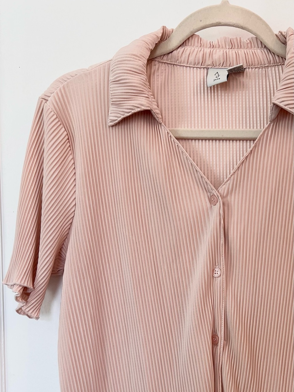 Pink Joie Short Sleeve Button Up Shirt | Size Small | Minimalist Feminine